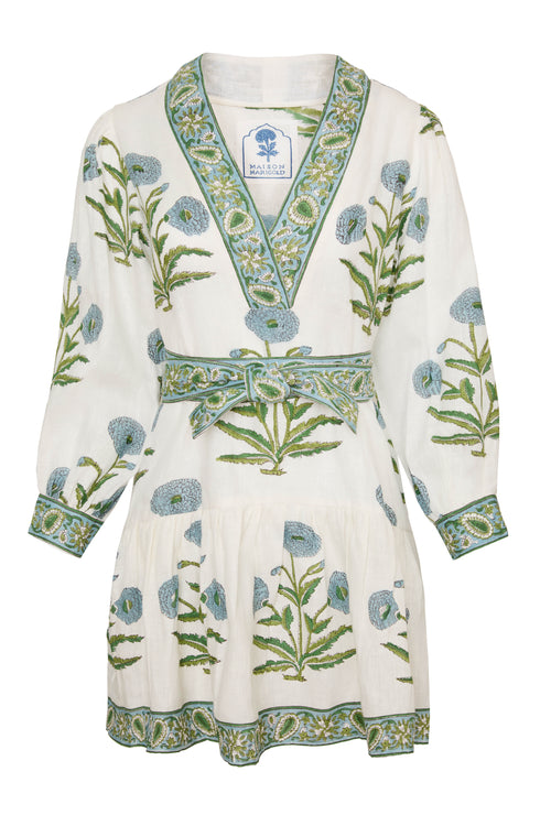 DRESSES/JUMPSUITS Mykonos Mini Dress in Blue Flower Maison Marigold