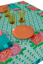HOME ACCESSORIES Rectangle Tablecloth in Hima Big Flower Turquoise Lisa Corti