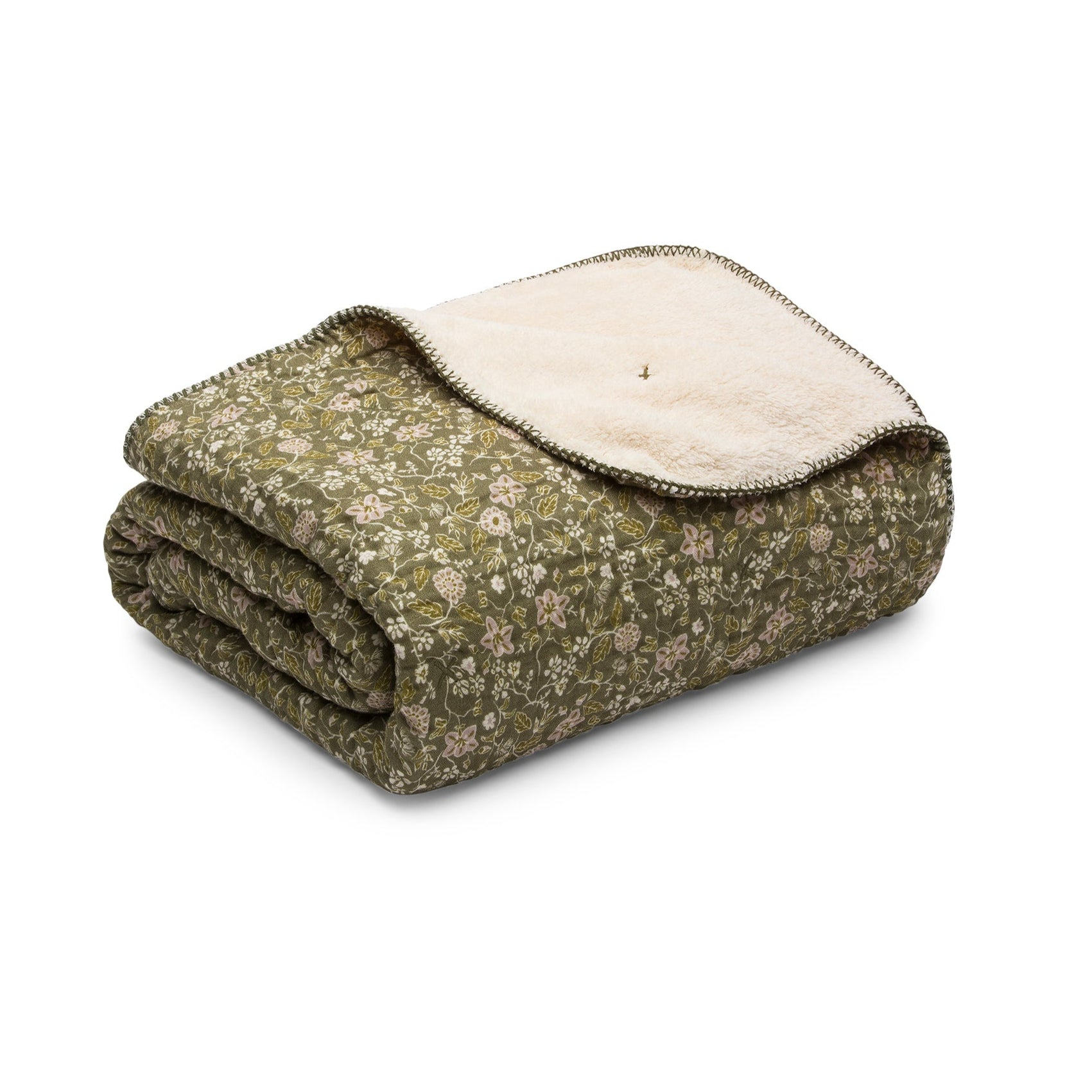HOME DECOR Sherpa Cottage Blanket in Moss Floral House No. 23