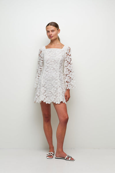 Hana Lace Mini Dress in Ivory – Serafina