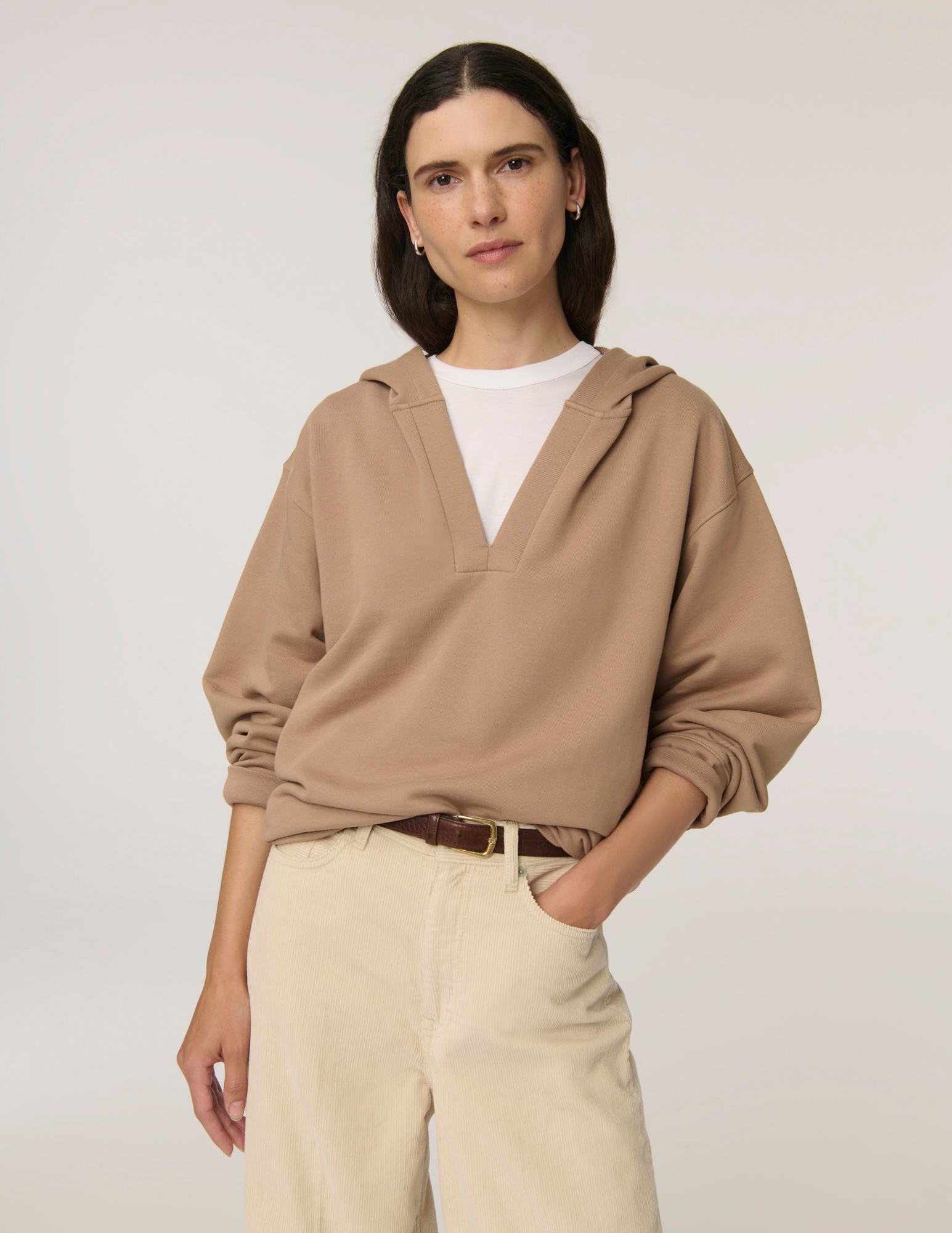 LOUNGE French Terry Hoodie in Cashew Handvaerk