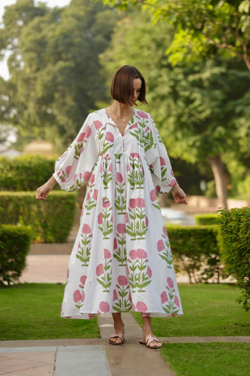 DRESSES/JUMPSUITS Taj Maxi Dress in Pink Flower Maison Marigold