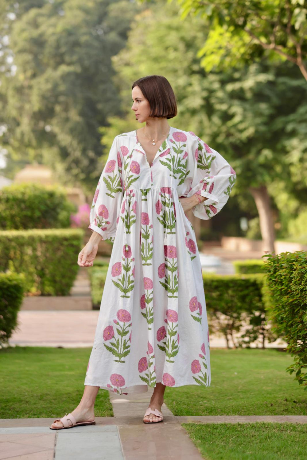 DRESSES/JUMPSUITS Taj Maxi Dress in Pink Flower Maison Marigold