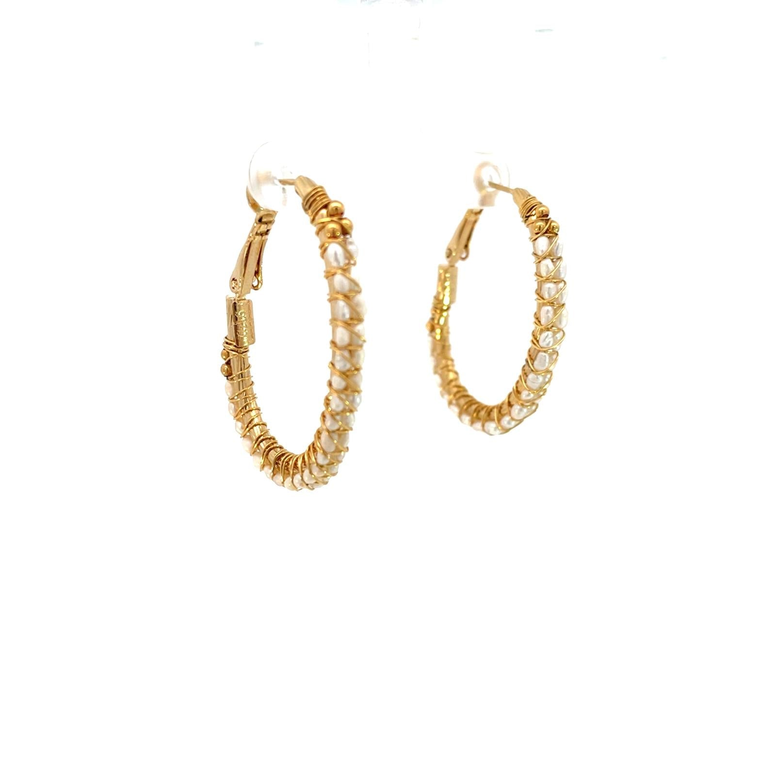FASHION JEWELRY Lyre Creole Earring in Pearl GAS Bijoux