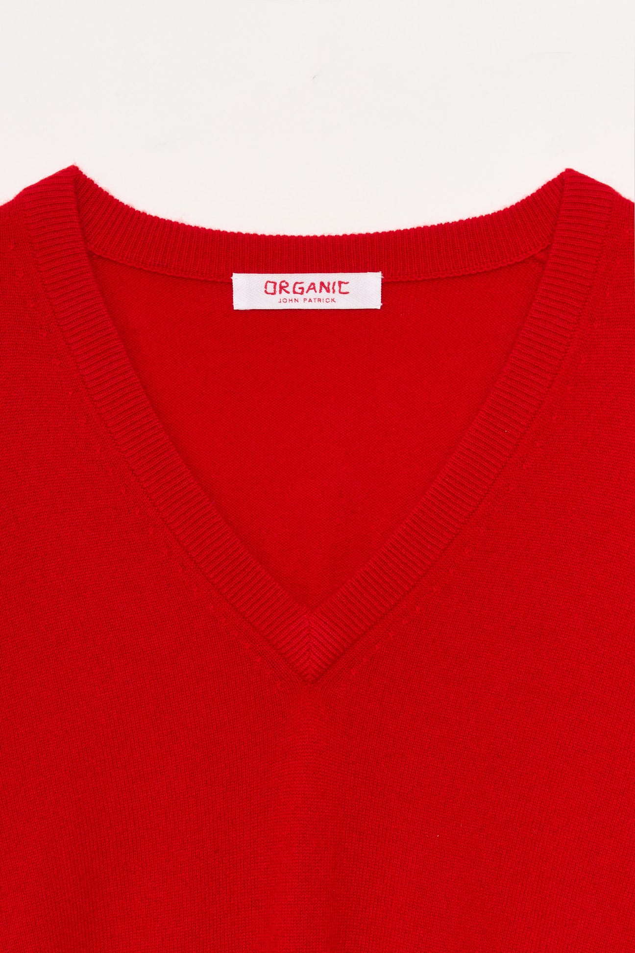 SWEATERS Cashmere V-Neck Pullover in Red Organic by John Patrick