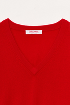 SWEATERS Cashmere V-Neck Pullover in Red Organic by John Patrick