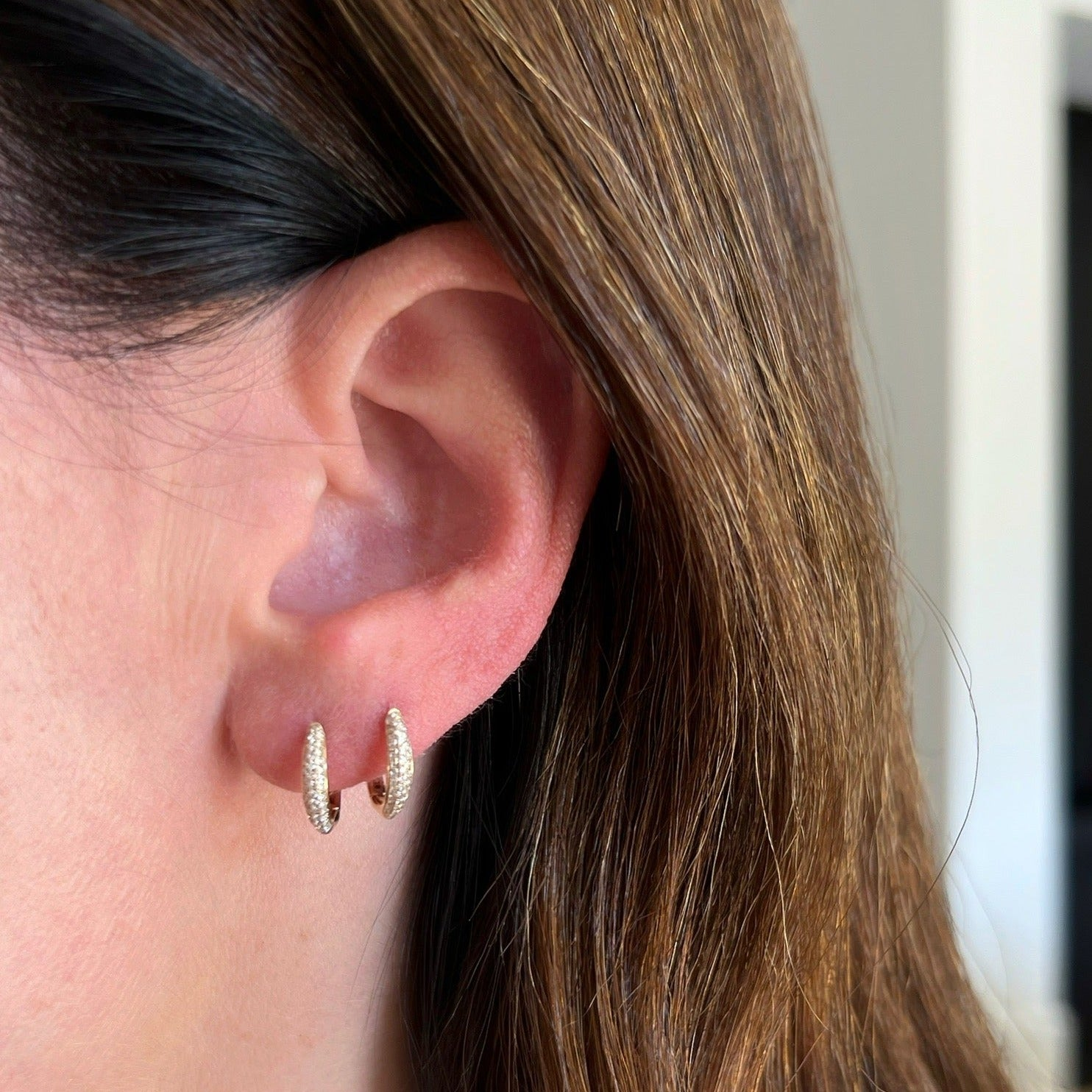 JEWELRY Diamond Dome Huggies in Yellow Gold EF Collection