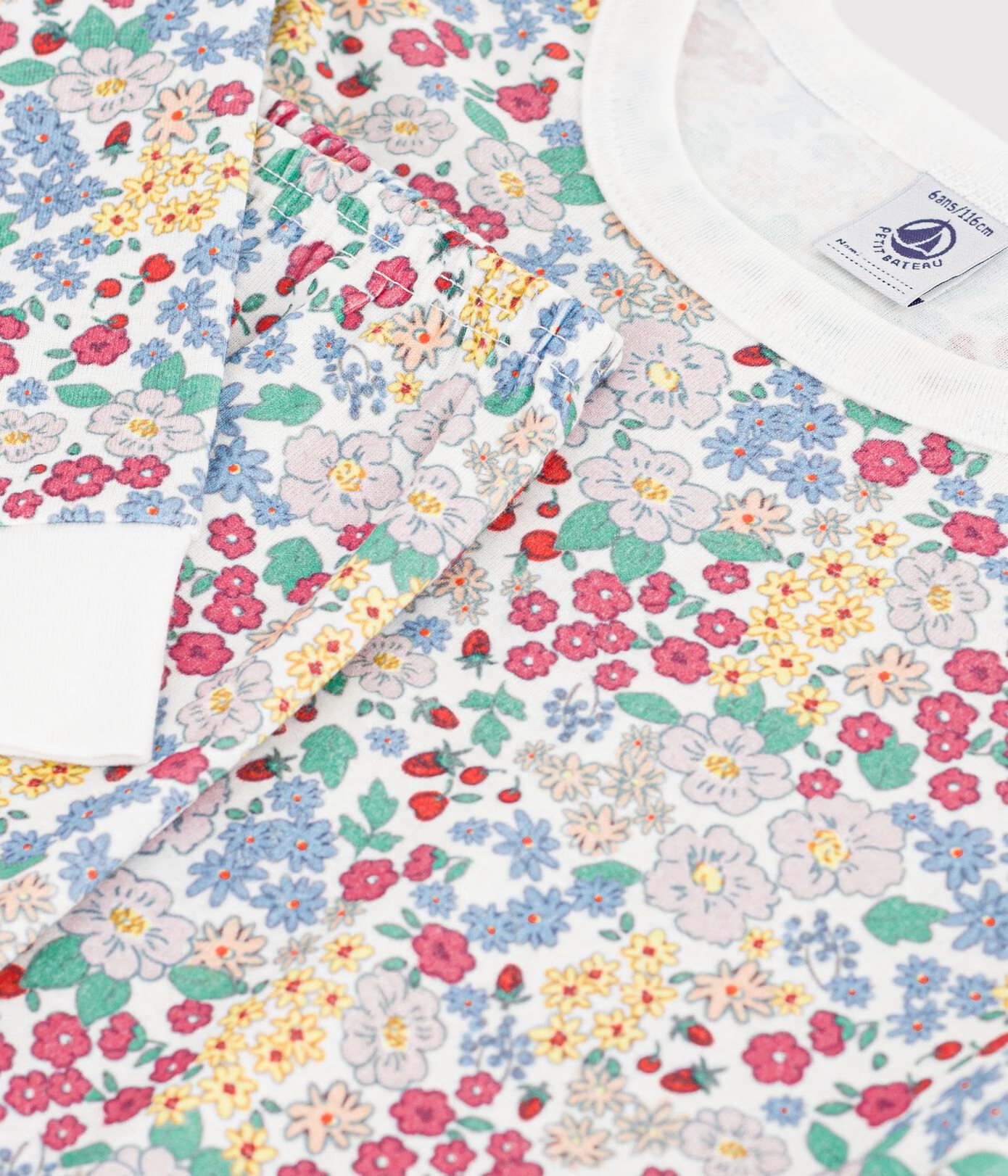 CHILDREN'S APPAREL Long Sleeve Floral Pajama Set in Multi Petit Bateau