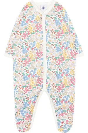 CHILDREN'S APPAREL Baby Floral Front Snap Footie in Multi Petit Bateau