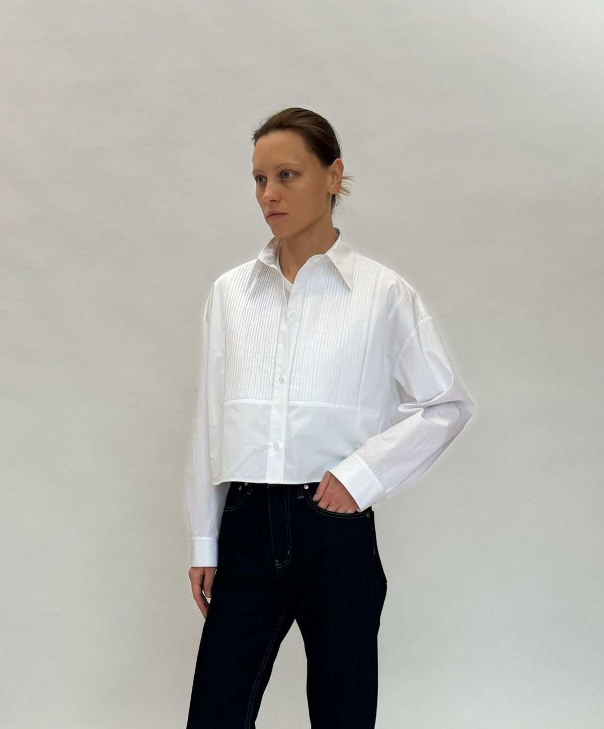 BLOUSES/SHIRTS/TOPS Soon To Be Ex Bib Shirt in White TWP