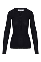 BLOUSES/SHIRTS/TOPS Long Sleeve Cashmere Henley in Black SPRWMN