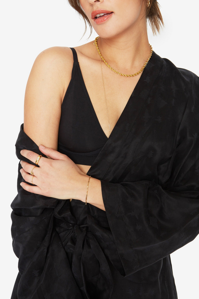 Robes Idle Zig Zag Long Robe in Black Idle