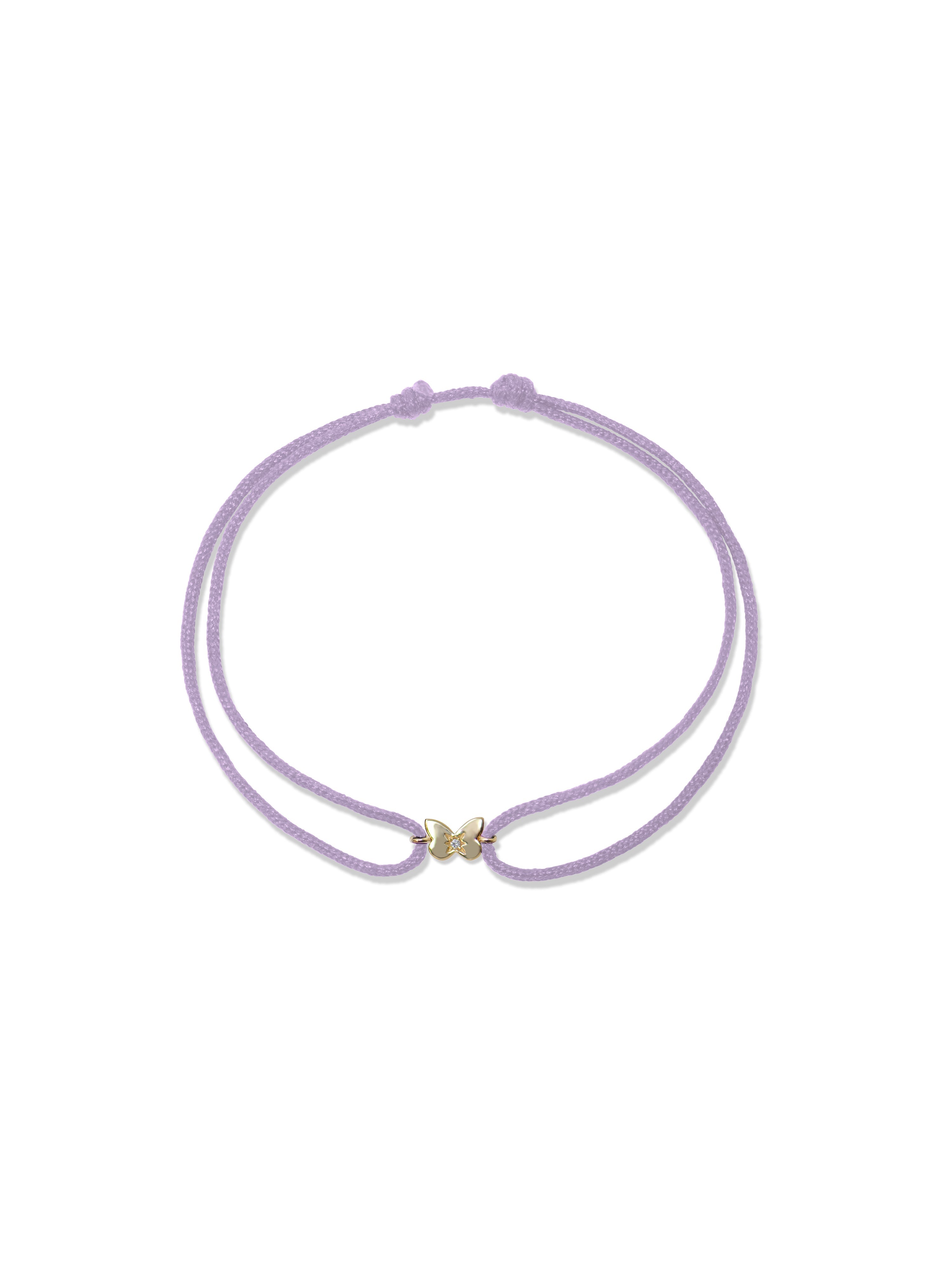 JEWELRY Diamond Butterfly Silk Cord Bracelet in Lilac Anzie