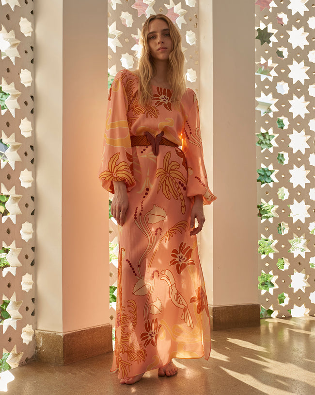 Dresses Juan De Dios Saman Silk Maxi Dress in Pink Garden Juan De Dios