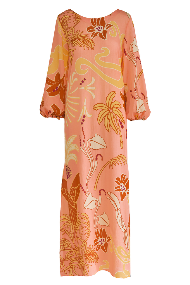 Dresses Juan De Dios Saman Silk Maxi Dress in Pink Garden Juan De Dios