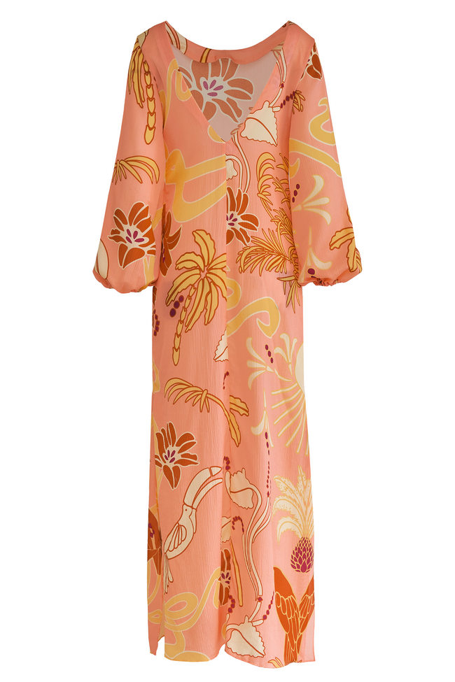 Dresses Juan De Dios Saman Silk Maxi Dress in Pink Garden Juan De Dios