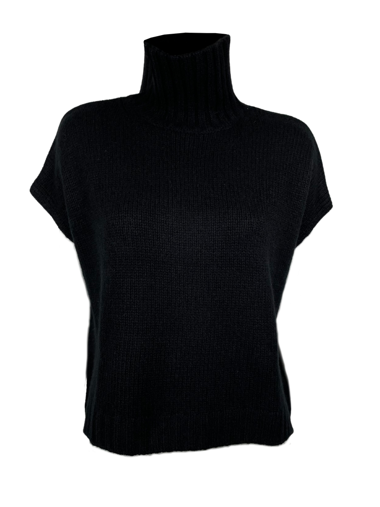 Sweaters Organic by John Patrick T Neck Gilet in Black Organic by John Patrick