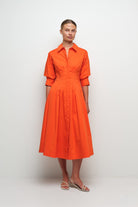 DRESSES/JUMPSUITS Jazz Pinktuck Midi Dress in Lobster Simkhai