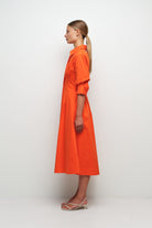 DRESSES/JUMPSUITS Jazz Pinktuck Midi Dress in Lobster Simkhai