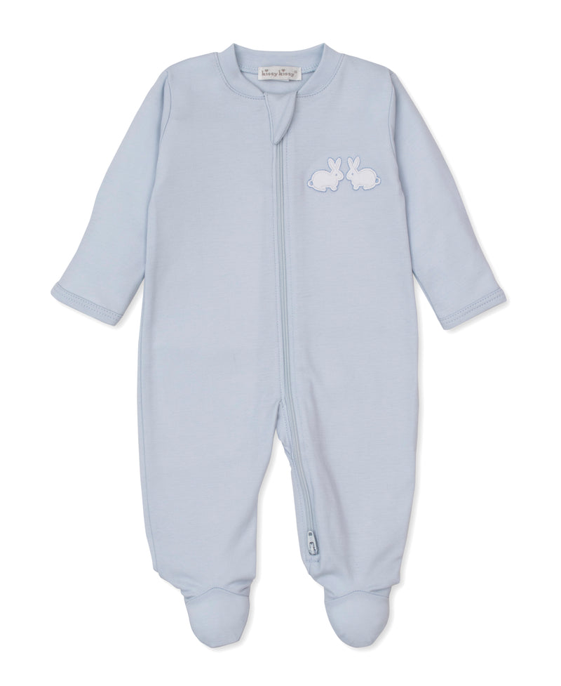 CHILDREN'S APPAREL Twin Bunnies Pique Onesie in Light Blue Kissy Kissy