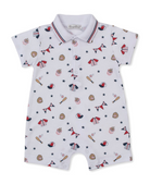 CHILDREN'S APPAREL Short Playsuit w/ Collar in Fly Ball Kissy Kissy