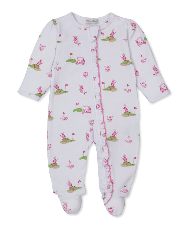 CHILDREN'S APPAREL Baby Zip Onesie in Pink Golf Championship Kissy Kissy