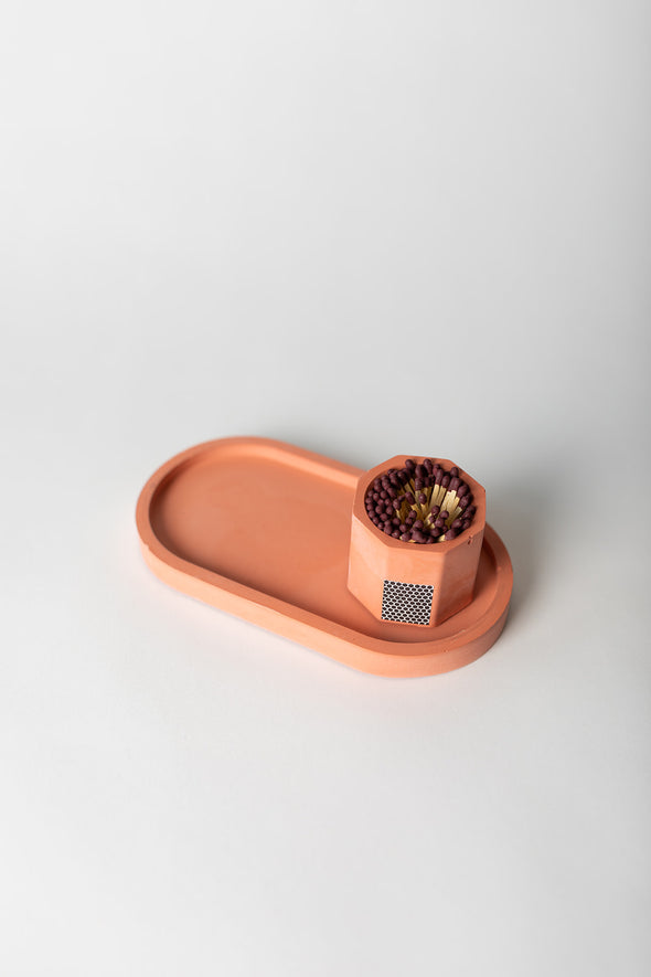 HOME ACCESSORIES Candle Tray and Match Holder in Brick Tenn Prairie