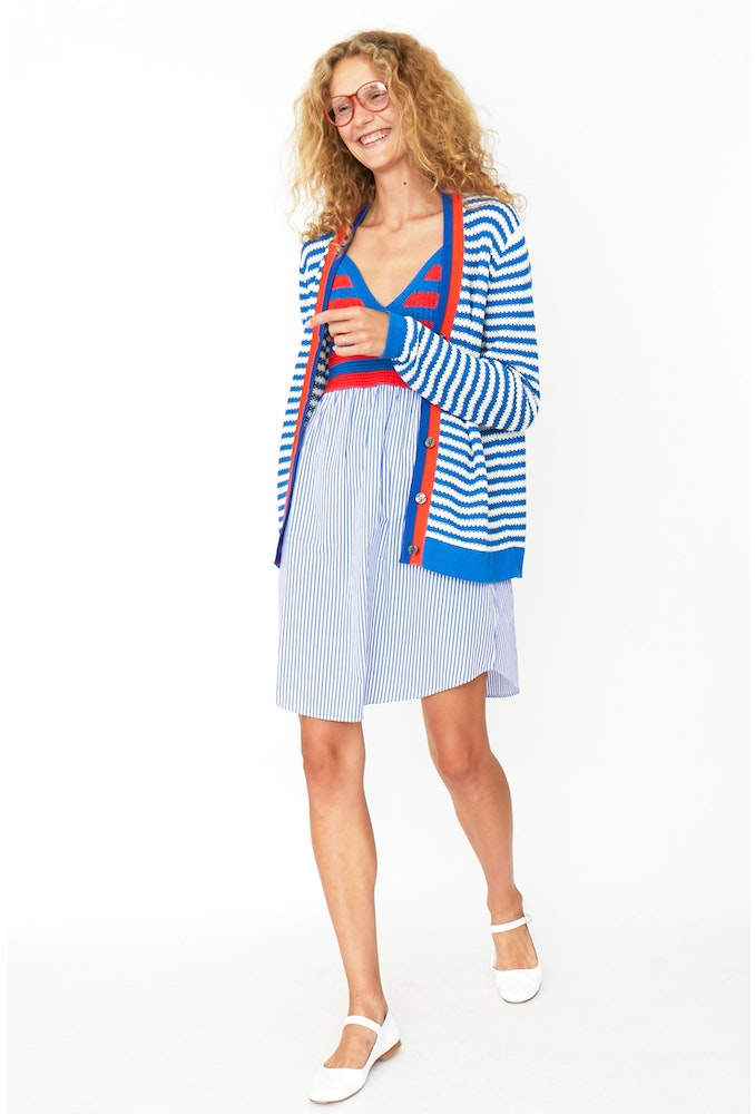 Sweaters Kule Striped Cardigan in Blue and Cream Kule