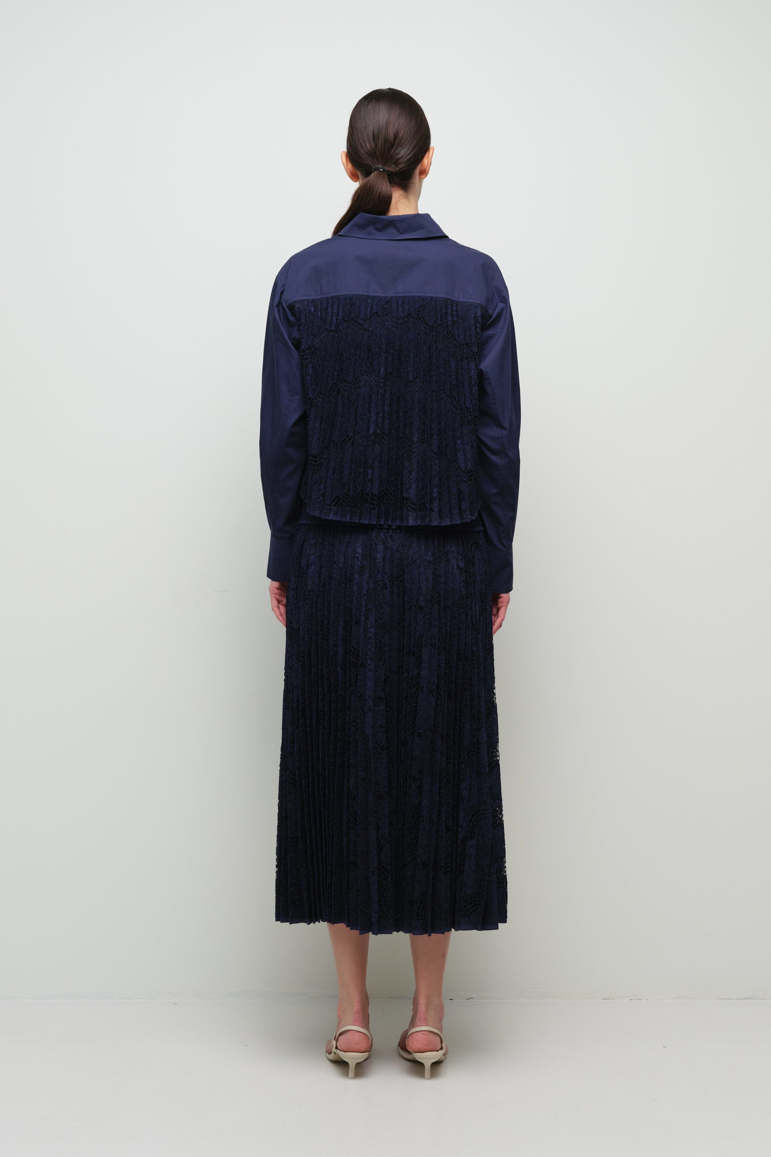 BLOUSES/SHIRTS/TOPS Kacey Cotton Lace Shirt in Midnight Simkhai