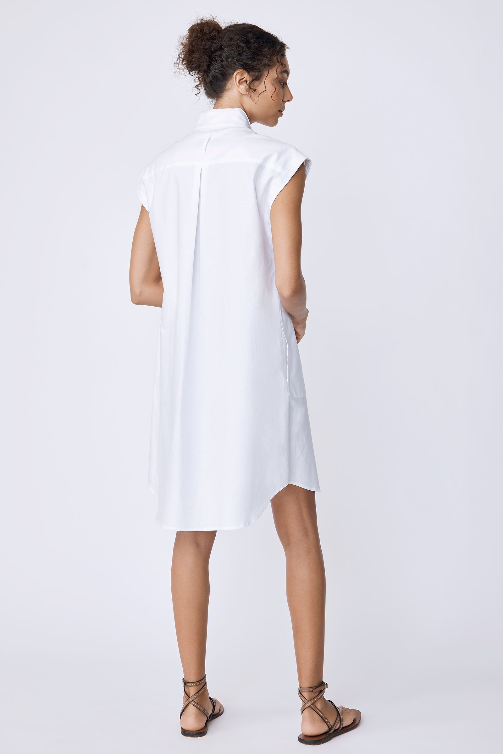DRESSES/JUMPSUITS Candice Double Collar Shirt Dress in White Oxford Kal Rieman