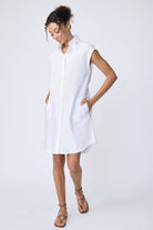 DRESSES/JUMPSUITS Candice Double Collar Shirt Dress in White Oxford Kal Rieman