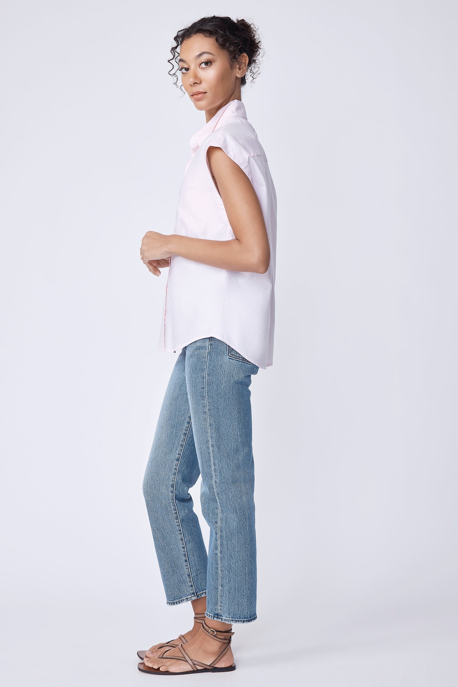 BLOUSES/SHIRTS/TOPS Candice Double Collar Shirt in Pink Oxford Kal Rieman