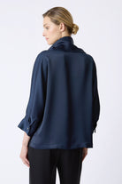 BLOUSES/SHIRTS/TOPS Ellie Satin T-neck in Navy Kal Rieman