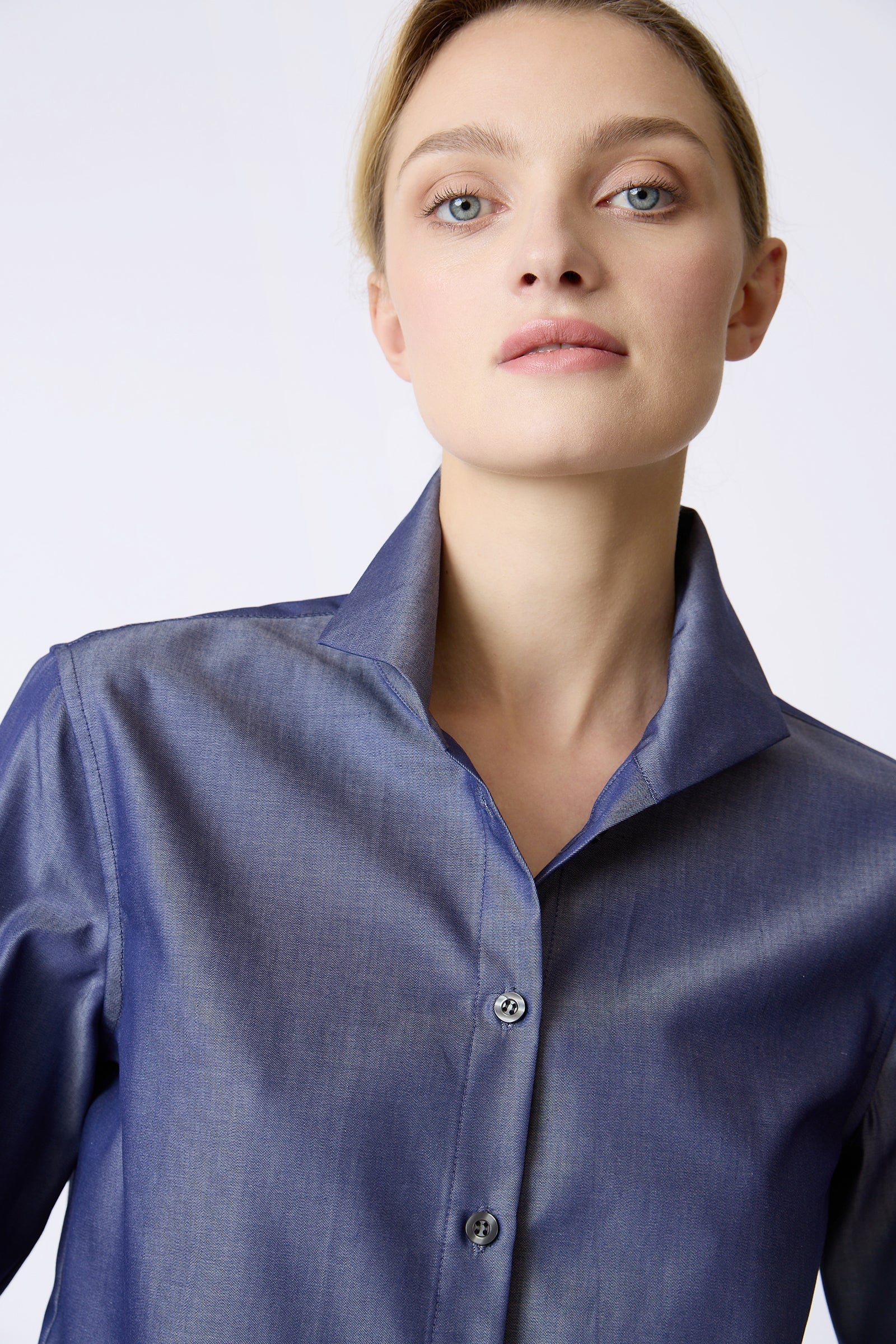 BLOUSES/SHIRTS/TOPS Box Pleat Ginna Shirt in Denim Twill Kal Rieman