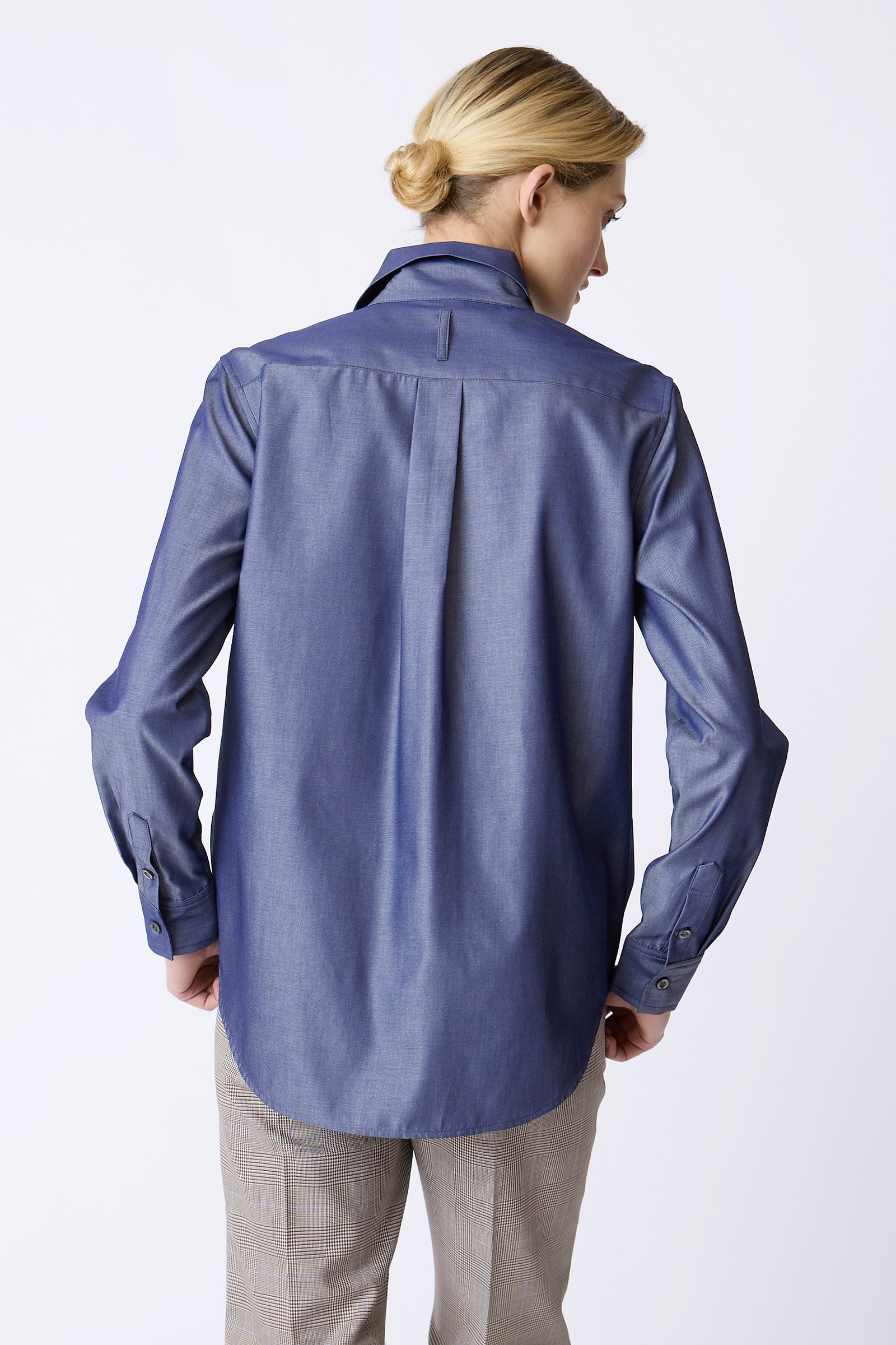 BLOUSES/SHIRTS/TOPS Box Pleat Ginna Shirt in Denim Twill Kal Rieman
