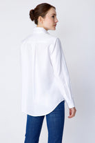 BLOUSES/SHIRTS/TOPS Box Pleat Ginna Shirt in White Fine Herringbone Kal Rieman