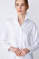 BLOUSES/SHIRTS/TOPS Box Pleat Ginna Shirt in White Fine Herringbone Kal Rieman
