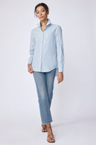 BLOUSES/SHIRTS/TOPS Box Pleat Ginna Stripe Shirt in Bay Saltwater Kal Rieman