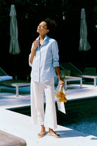 BLOUSES/SHIRTS/TOPS Box Pleat Ginna Stripe Shirt in Bay Saltwater Kal Rieman