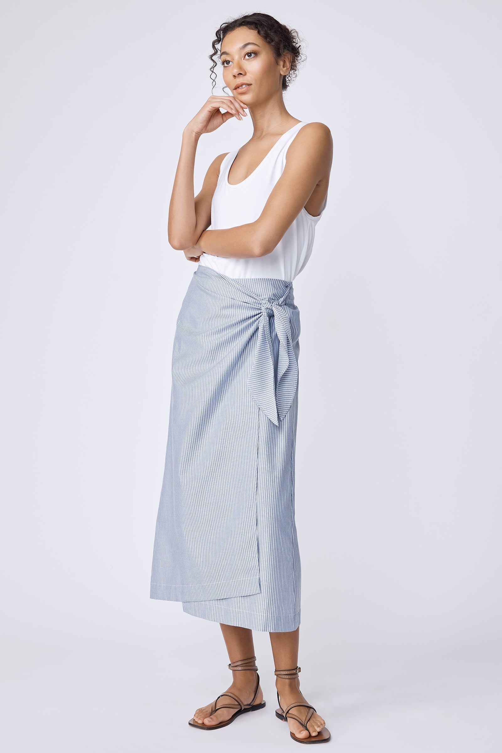 SKIRTS Lorraine Wrap Skirt in Harbor Stripe Kal Rieman