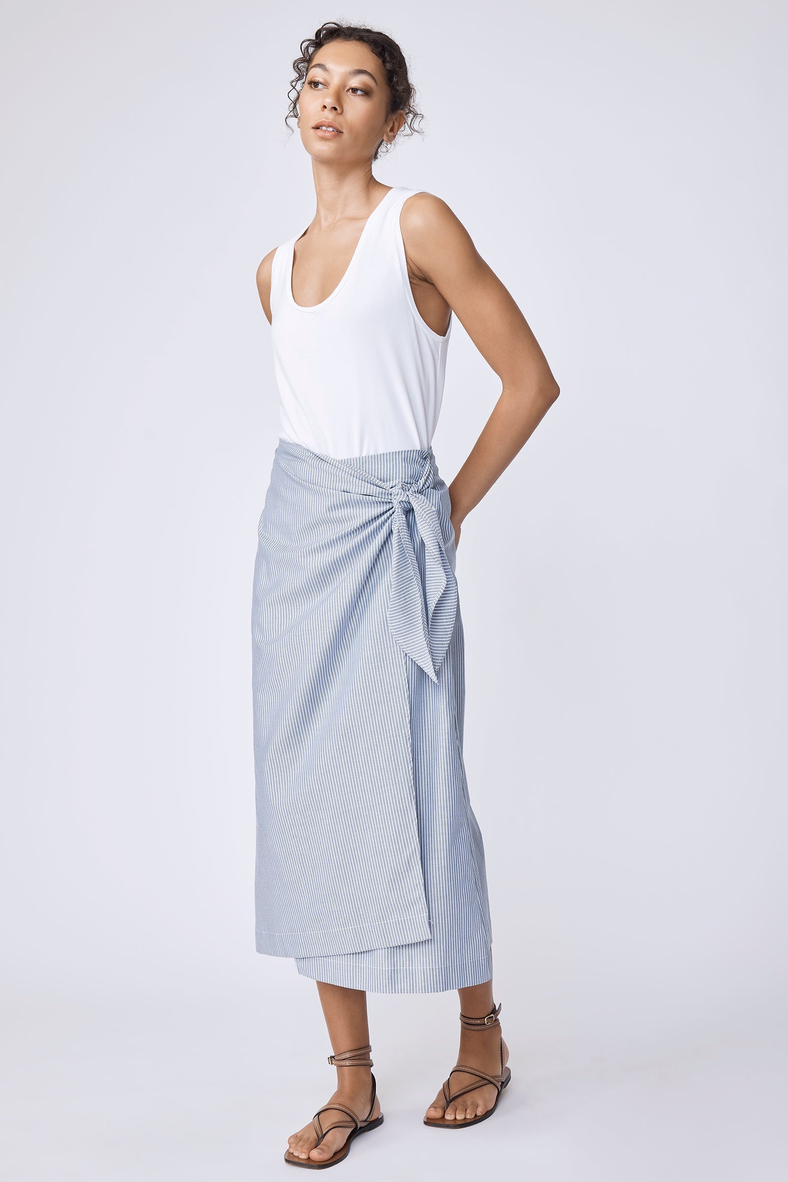SKIRTS Lorraine Wrap Skirt in Harbor Stripe Kal Rieman