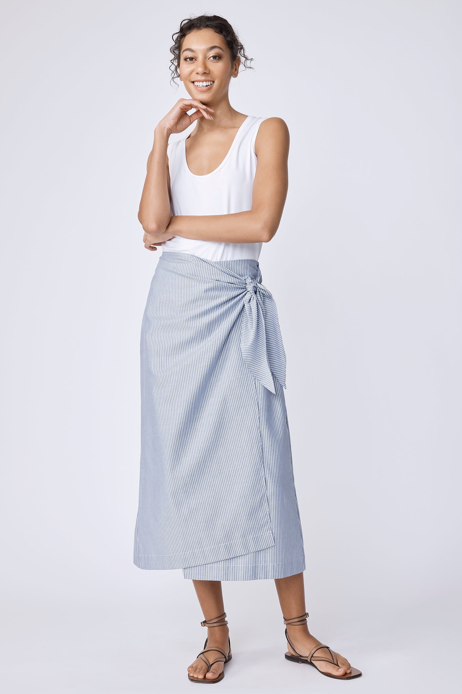 SKIRTS Lorraine Wrap Skirt in Harbor Stripe Kal Rieman