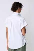 BLOUSES/SHIRTS/TOPS Mila Wrap Shirt in White Stretch Kal Rieman