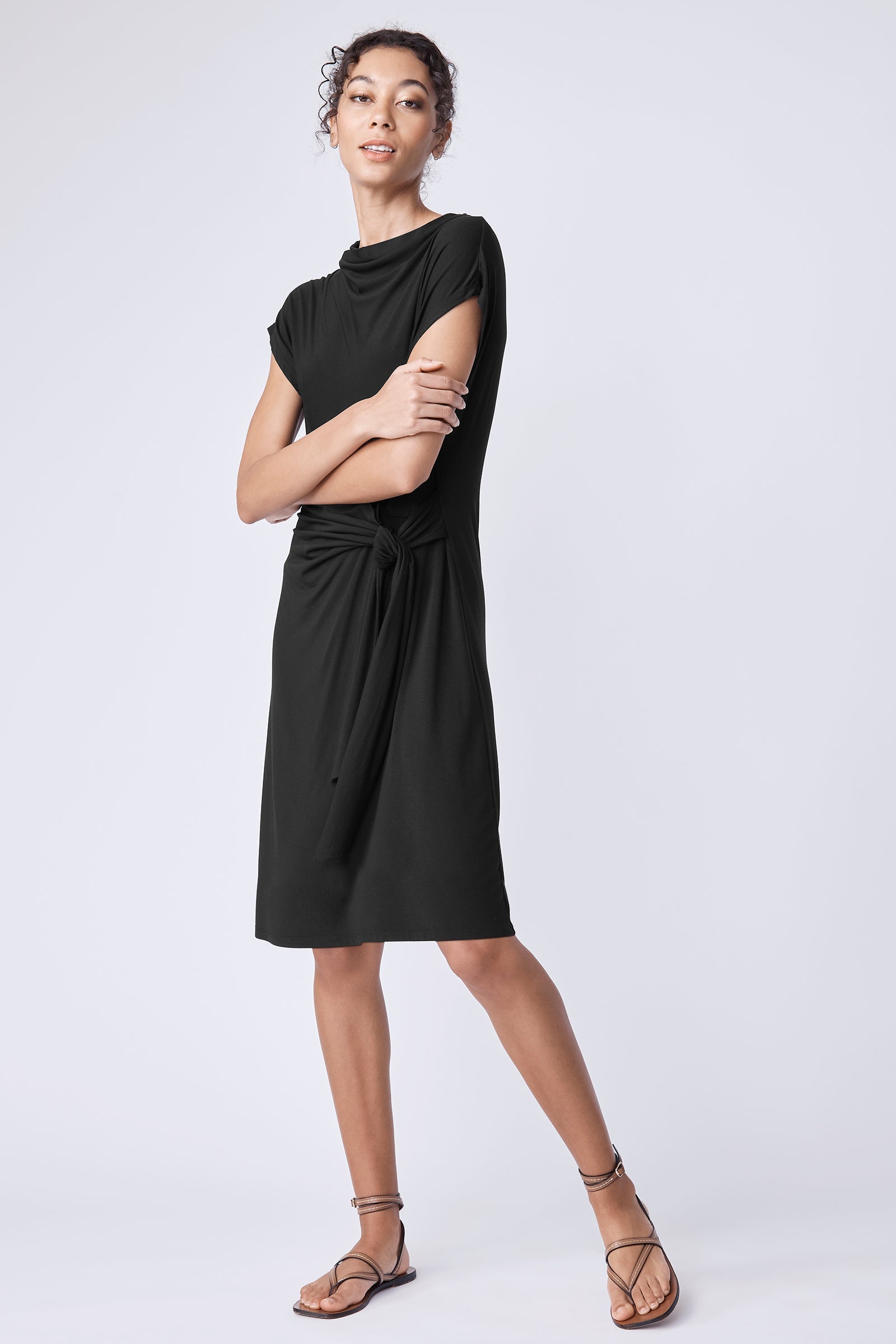 DRESSES/JUMPSUITS Rebecca Tie Dress in Black Kal Rieman