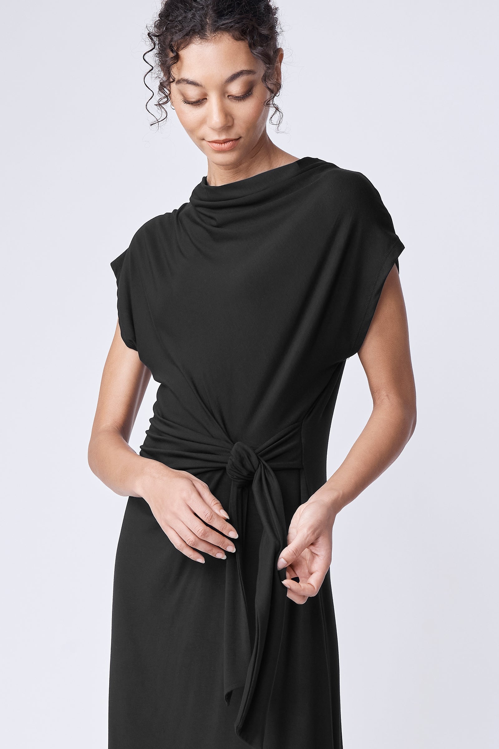 DRESSES/JUMPSUITS Rebecca Tie Dress in Black Kal Rieman