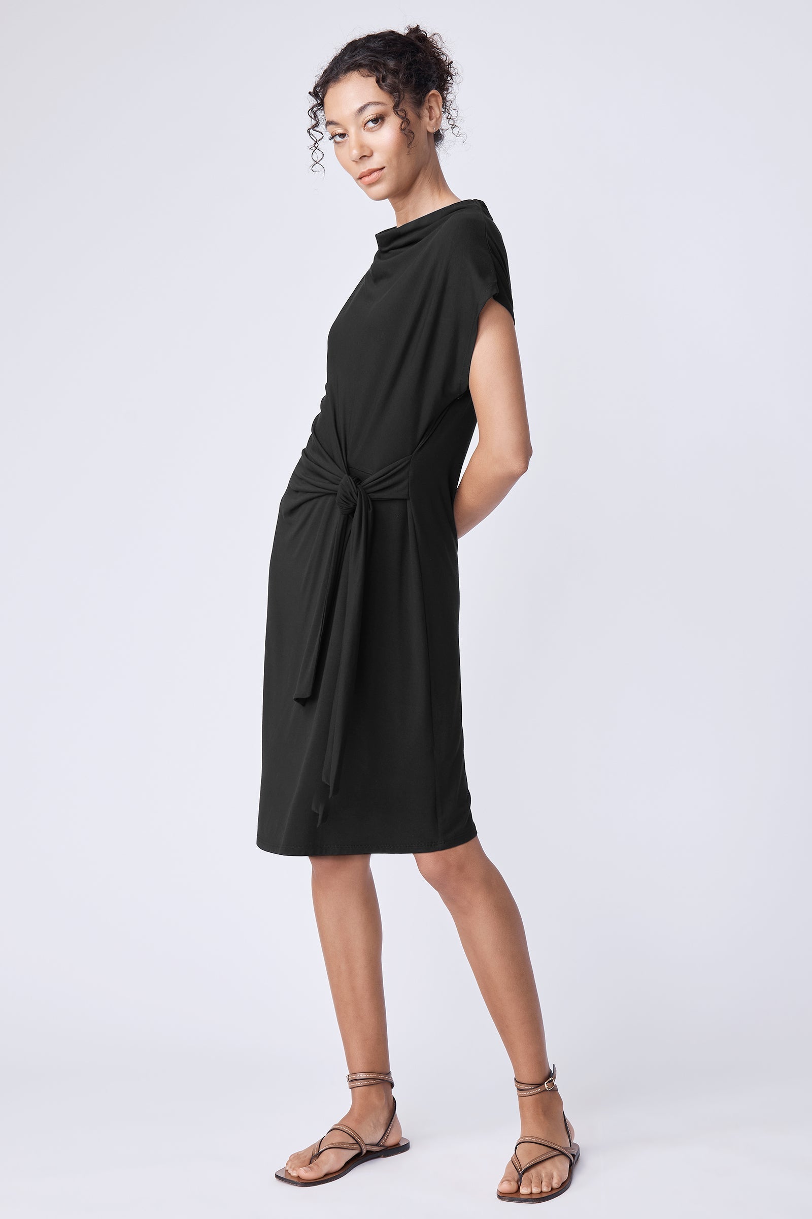 DRESSES/JUMPSUITS Rebecca Tie Dress in Black Kal Rieman
