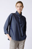 BLOUSES/SHIRTS/TOPS Vanessa Bow Blouse in Denim Twill Kal Rieman