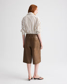 PANTS/SHORTS Leather Pull on Cropped Short in Tobacco TWP