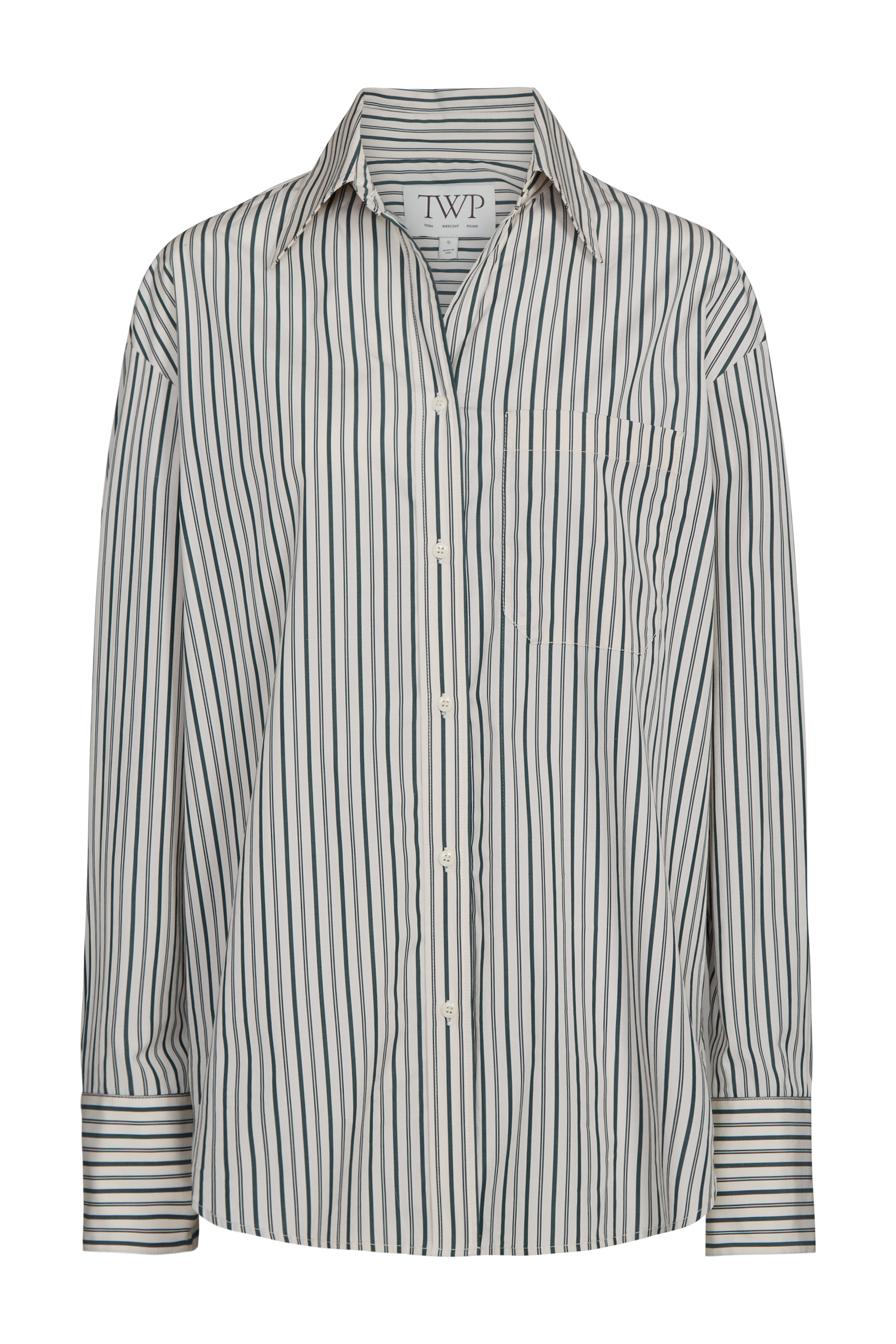 BLOUSES/SHIRTS/TOPS Big Joe Striped Shirt in Ivory and Cilantro TWP