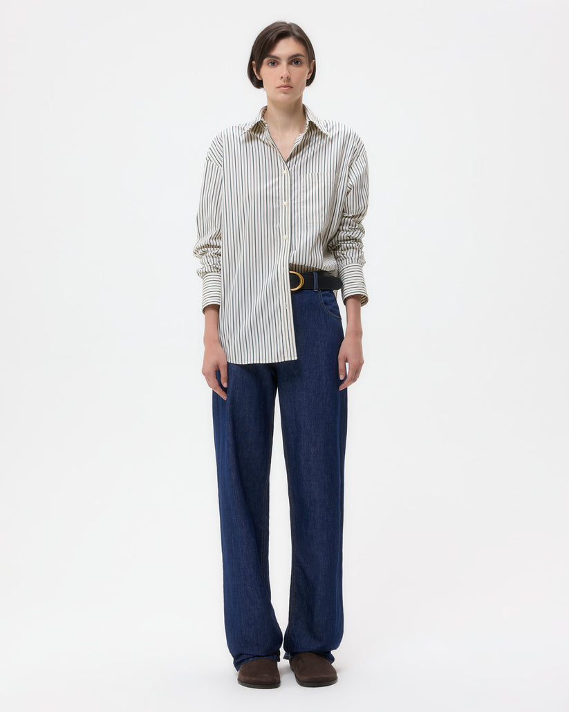 BLOUSES/SHIRTS/TOPS Big Joe Striped Shirt in Ivory and Cilantro TWP